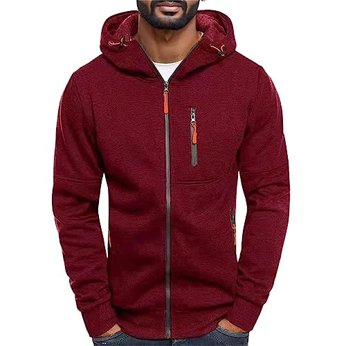 Herren Hoodie Zip up Kapuzenpullover Langarm Kapuzenjacke Reißverschluss Kapuze Sweatshirt Casual Sweatjacke Regular Fit Taschen Jacke Basic Kordelzug Sport Herbst Winter Kapuzenpulli Pullover von umifyxioy