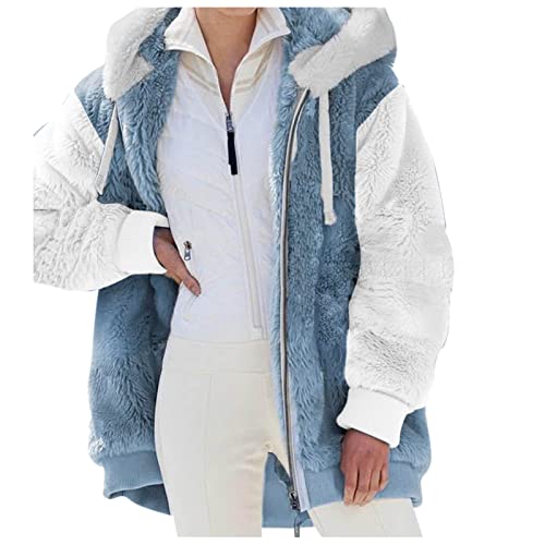 Teddyfleece Jacke Damen Oversize mit Kapuze Fleece Plüschjacke Flauschig Warm Reißverschluss Wolljacke Sherpa Jacke Gefüttert Outdoor Teddyjacke Winter Teddy Fleecejacke Kuscheljacke Winterjacke 1 von umifyxioy