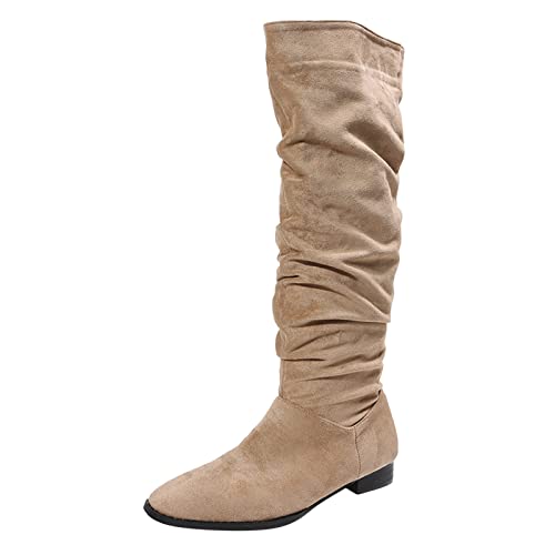 Winterstiefel Damen,Damen Stiefel Mode Wildleder Schneestiefel Plüsch Elegant Kniehohe Stiefel Langschaft Schlupfstiefel mit Keilabsatz übers Knie Stiefel Warme Knöchel Stiefel Winterstiefel von umifyxioy