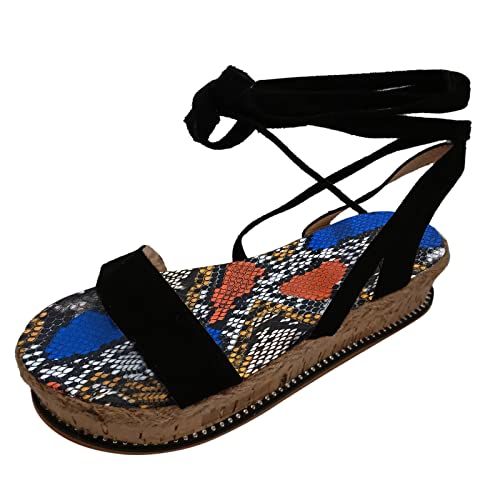 umifyxioy Sandalen Damen, Damen Sandaletten Keilabsatz Riemchensandalen Espadrilles Keilsandaletten Offenen Plateau Sandalen Wedge Riemche Sommerschuhe Sommer Strandsandalen Freizeitsandale von umifyxioy