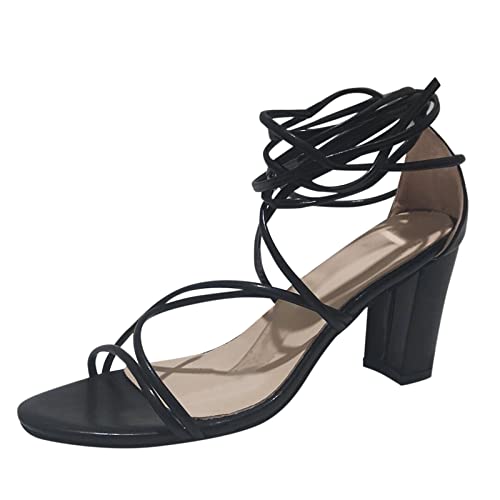 umifyxioy Sandalen Damen, Damen Sandaletten Pumps Offenen Zehen Riemchensandalen Absatzschuhe Eckige Zehen High Heels Riemche Sommerschuhe Elegante Sommer Sandalen Blockabsatz Strandsandalen von umifyxioy