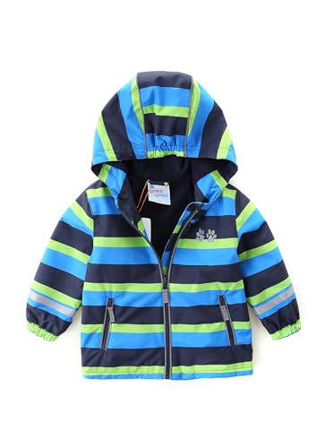 Jungen Warme Fleece-gefütterte Jacke - Wasserabweisende & Gemütliche Regenjacke mit Kapuze (DE/NL/SE/PL, Numerisch, 104, Regular, Blau) von umkaumka