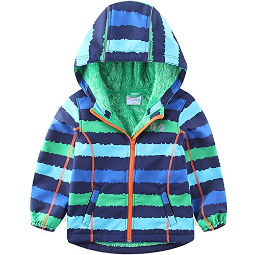 umkaumka Softshell Jacke für Kinder Fleece gefüttert mit Kapuze Gr.104, Softshelljacke Jungen Mädchen Übergangsjacke mit Reflektoren von umkaumka