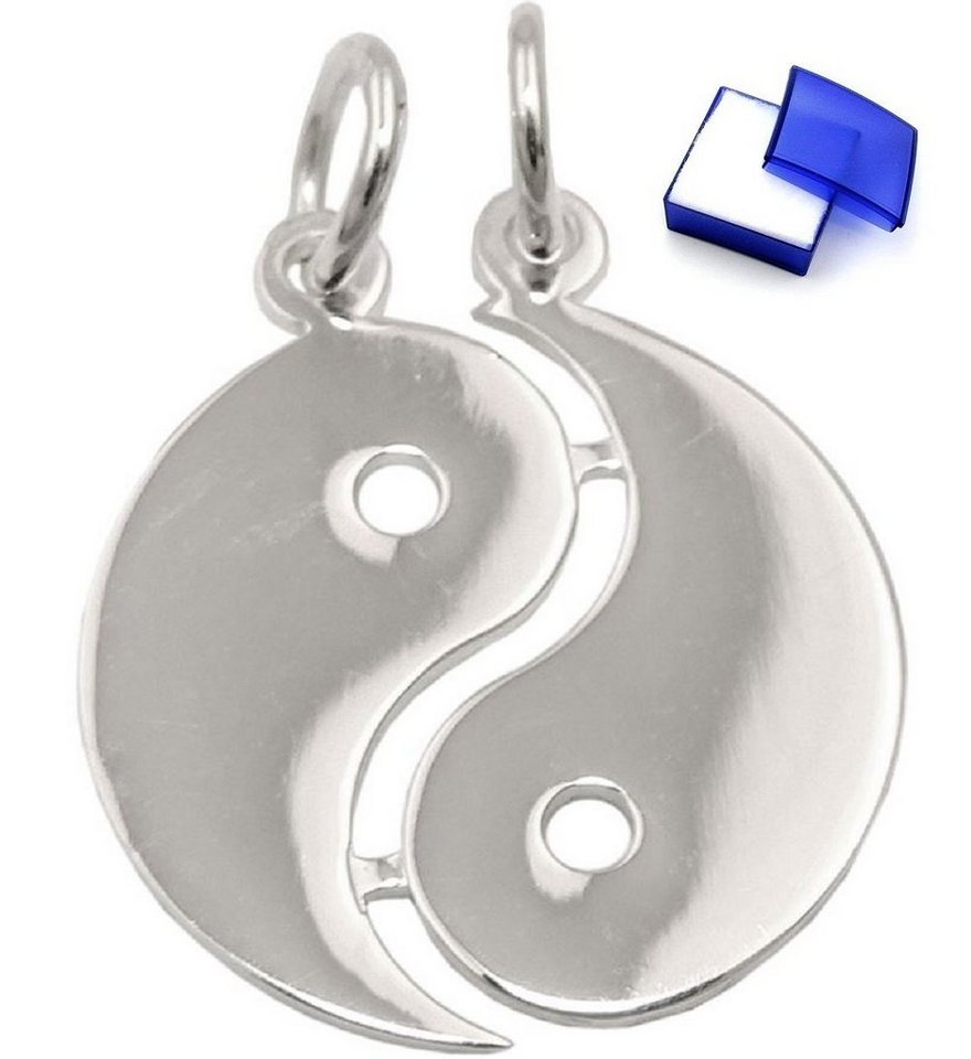 unbespielt Kettenanhänger Anhänger 18 mm Doppel Yin Yang glänzend Silber 925 Freundschaftsanhänger für Halskette Damen Schmuckbox, Silberschmuck für Damen von unbespielt