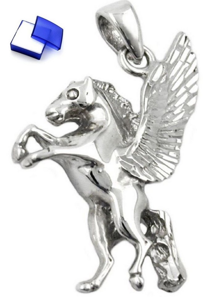 unbespielt Kettenanhänger Anhänger Fabelwesen Pferd mit Flügeln 925 Silber 22 x 18 mm Schmuckbox, Silberschmuck für Damen und Herren von unbespielt