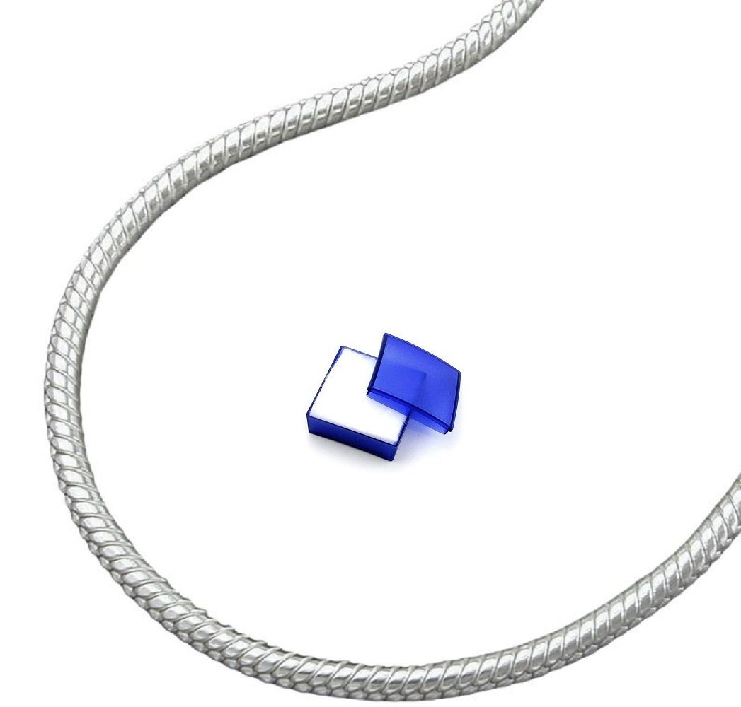unbespielt Silberkette Halskette 1,3 mm Schlangenkette rund 925 Silber 40 cm inkl. Schmuckbox, Silberschmuck für Damen von unbespielt