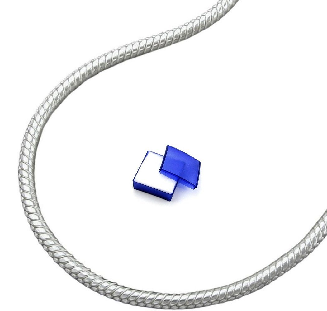 unbespielt Silberkette Halskette 1,5 mm Schlangenkette rund 925 Silber 42 cm inkl. Schmuckbox, Silberschmuck für Damen und Herren von unbespielt