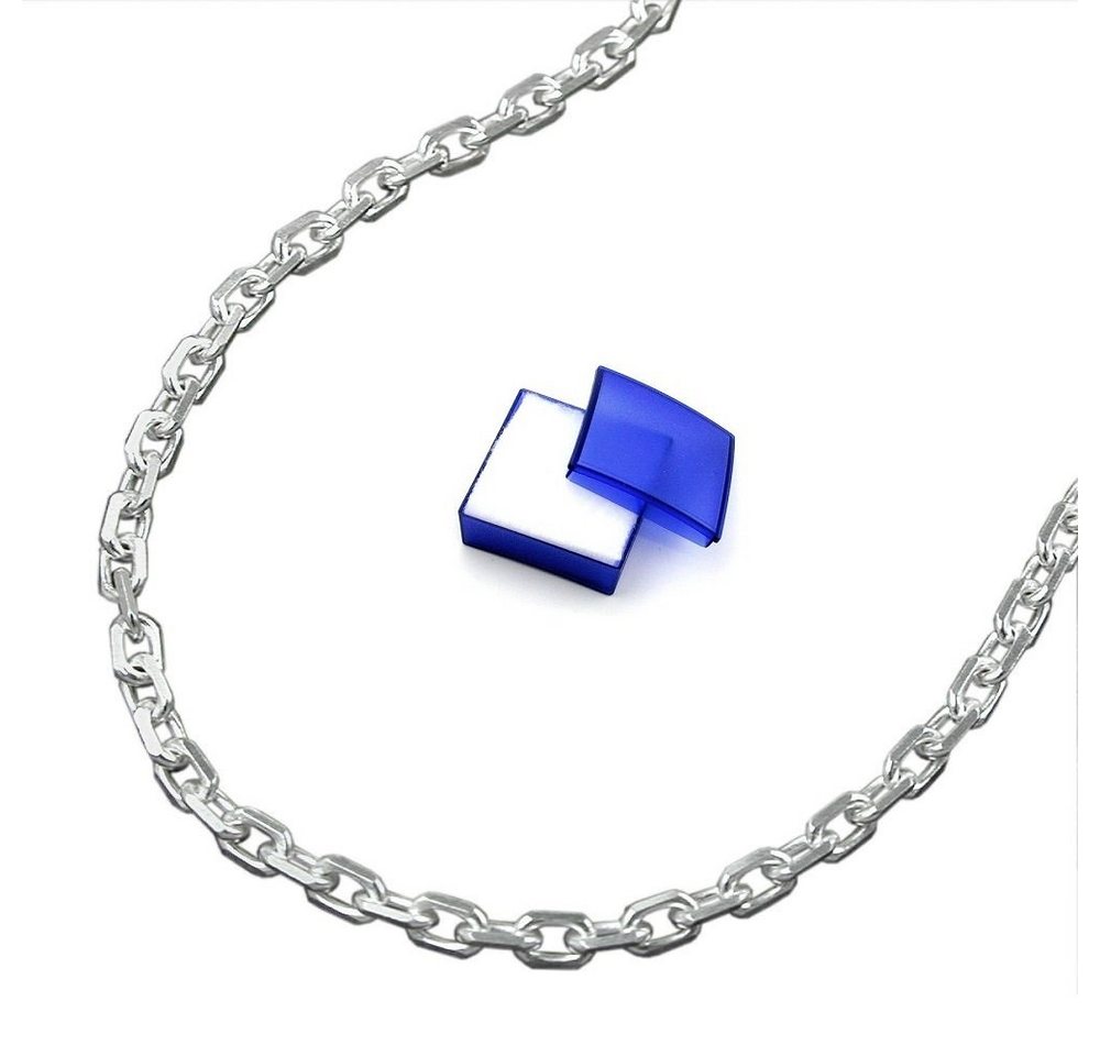 unbespielt Silberkette Halskette 2 mm Ankerkette diamantiert 925 Silber 38cm inkl. Schmuckbox, Silberschmuck für Damen von unbespielt