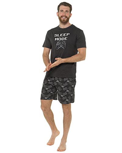 Kurzärmliges Pyjama-Set für Herren, aus Jersey, für Nachtwäsche, Charcoal Gaming, L von undercover lingerie