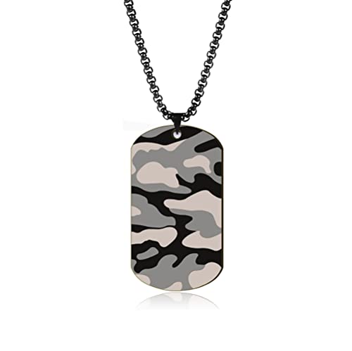 Dog Tag Militär-Halskette für Männer und Frauen, Edelstahl, personalisierbar, Camouflage, Hip-Hop-Militär-Hundemarken-Anhänger, Halskette, Schmuck, Geschenk, Edelstahl, Ohne Edelstein von unift