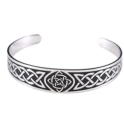 UNIFT Keltischer Knoten Armband für Damen Herren Edelstahl Kreuz Triquetra Keltischer Offener Armreif Armband Vintage Symbol Manschette Armreif Wikinger nordisch Irisches Amulett Schmuck, One Size, von unift