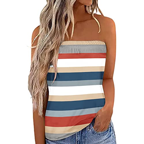 Damen Sommer Sexy Tube Top Schulterfrei Ärmellos Oberteile Trägerlos Bandeau Bluse Shirt Strand Weste Bandeautop Schlauchshirt Rückenfrei Bandeau Schlauchshirt Bluse Sexy Sommer Oberteile von unilarinna