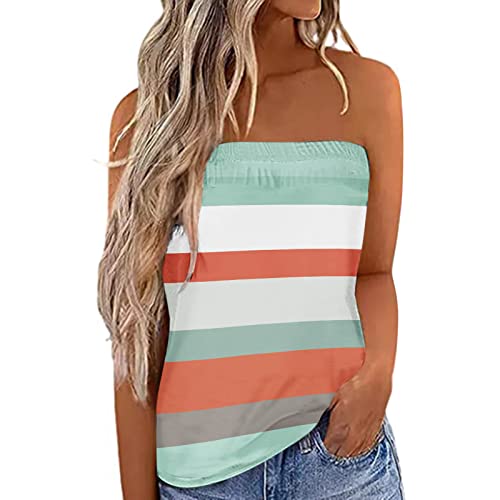 Damen Sommer Sexy Tube Top Schulterfrei Ärmellos Oberteile Trägerlos Bandeau Bluse Shirt Strand Weste Bandeautop Schlauchshirt Rückenfrei Bandeau Schlauchshirt Bluse Sexy Sommer Oberteile von unilarinna