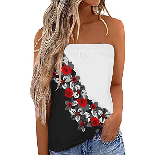 Damen Sommer Sexy Tube Top Schulterfrei Ärmellos Oberteile Trägerlos Bandeau Bluse Shirt Strand Weste Bandeautop Schlauchshirt Rückenfrei Sexy Oberteile Sommer Bandeau Schlauchshirt Bluse von unilarinna