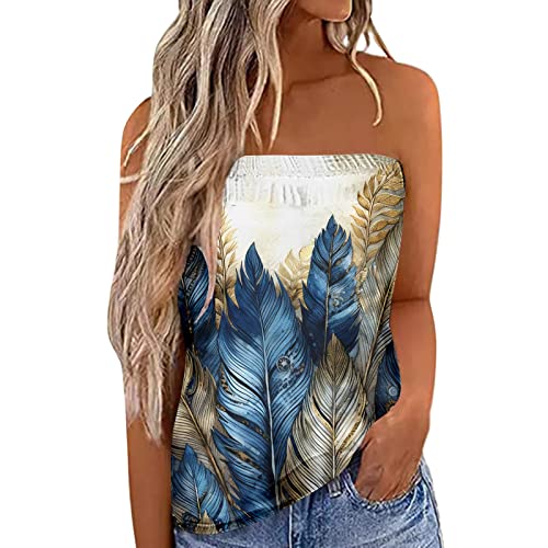 Damen Sommer Sexy Tube Top Schulterfrei Ärmellos Oberteile Trägerlos Bandeau Bluse Shirt Strand Weste Bandeautop Schlauchshirt Rückenfrei Sexy Oberteile Sommer Bandeau Schlauchshirt Bluse von unilarinna