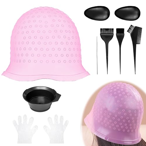 Silikon Strähnchenhaube Set, 1 Stück Strähnchenhaube 1 Stück Färbeset 2 Stück Handschuhe, Wiederverwendbar, Geeignet für DIY Haarfärbung, Einfach zu Benutzen, Für Frauen und Mädchen Silikon Strähnchenhaube Set, 1 Stück Strähnchenhaube 1 Stück Färbeset 2 Stück Handschuhe, Wiederverwendbar, Geeignet für DIY Haarfärbung, Einfach zu Benutzen, Für Frauen und Mädchen von unillea