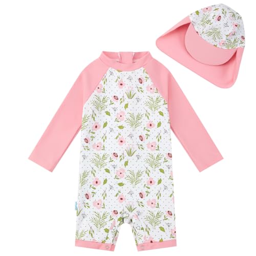 upandfast Baby Mädchen Badebekleidung mit Knöpfen UV-Schutz Baby Girl Swimwear(18-24 Monate, Hell Rosa) von upandfast