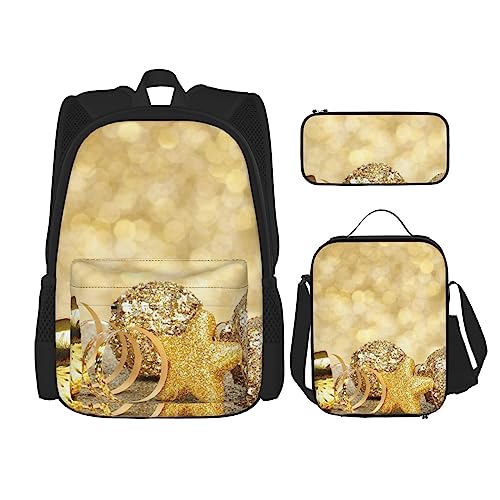 urtradezz 3 in 1 Rucksack Set Happy New Year Rucksack mit Lunchtasche Federmäppchen 3-teiliges Set Schultasche Büchertasche Tagesrucksack für Jungen Mädchen, Frohes neues Jahr, Einheitsgröße, von urtradezz