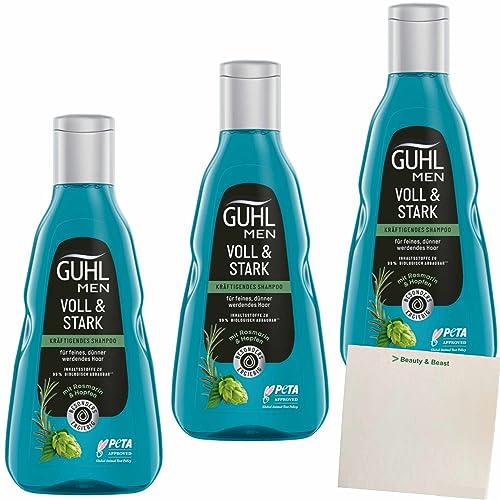 Guhl Men Shampoo Voll & Stark mit Rosmarin und Hopfen 3er Pack (3x250ml) + usy Block von usy