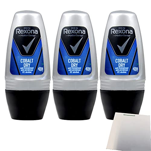 Rexona Men Anti-Transpirant Deo Roll-On Cobalt Dry 48-Stunden-Schutz 3er Pack (3x50ml) + usy Block von usy