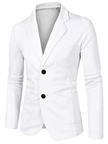 uxcell Herren Strickblazer Slim Fit Leichte Knopfleiste Casual Cardigan Strickwaren Sportmantel, Weiss/opulenter Garten, 48 von uxcell