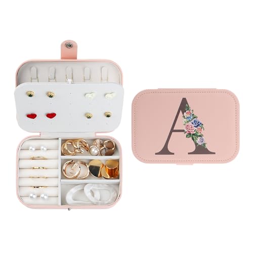 uxcell Reise-Schmuckschatulle mit Spiegel für Frauen und Mädchen, Geburtstagsgeschenk, tragbar, PU-Leder, Schmuck-Organizer, Aufbewahrung, Display-Halter, A Pink von uxcell