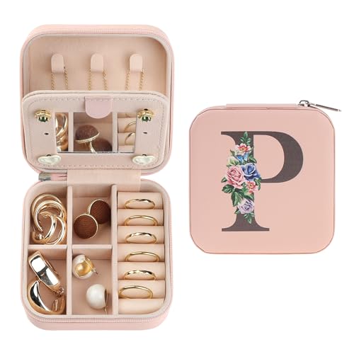 uxcell Tragbare Schmuckschatulle mit Spiegel, Mini-Schmuck-Organizer-Boxen aus PU-Leder, Aufbewahrung, Display-Halter für Damen, P Pink von uxcell