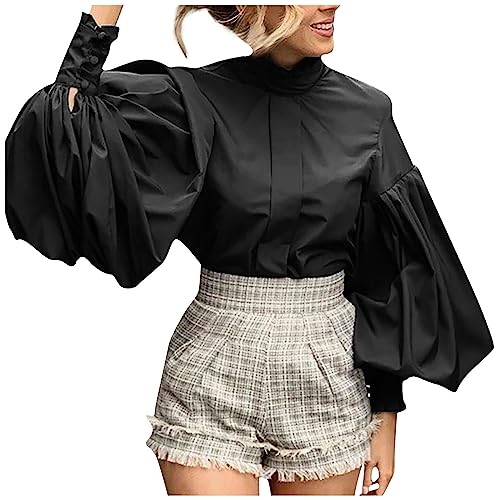 Damen Kleider Sommer Tops Langarm Einfarbige Oberteile Stretch Festliche Freizeit Shirts Für Damen Arbeit Familien Anzug Damen Bluse Bekleidung Damen Schwarz S von uxxnjfg