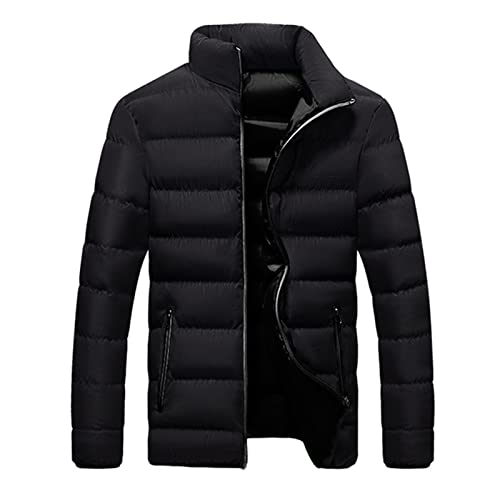 Daunenjacke Herren Winterjacke Leichte Stehkragen Puffer Jacke Outdoor Zipper Warme Steppjacke Große Größen Oversize Parka Männer Jacken Modern Langarm Jacket Wanderjacke Halloween Schwarz 5XL von uxxnjfg