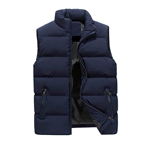 Generic Herren Weste Outdoor Leichte Puffer Winter Arbeitsweste Sport Mit Reißverschluss Taschen Pufferweste Übergrößen Fleece Weste Gilet Ärmellose Sportweste Oberbekleidung Blau 5XL von uxxnjfg