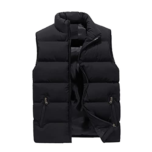 Generic Outdoor Weste Herren Leichte Puffer Winter Arbeitsweste Sport Mit Stehkragen Steppweste Lightweight Fleece Weste Gilet Ärmellose Sportweste Oberbekleidung Schwarz 5XL von uxxnjfg