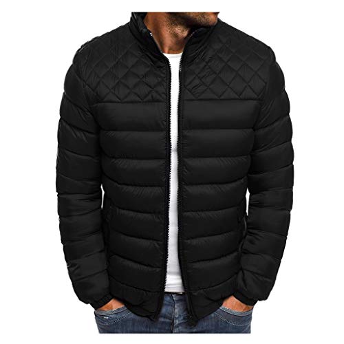 Generic Winterjacke Herren Leichte Stehkragen Puffer Jacke Basic Zipper Wärmer Übergangsjacke Große Größen Oversize Parka Männer Jacken Outdoor Langarm Jacket Strickjacke Halloween Schwarz M von uxxnjfg