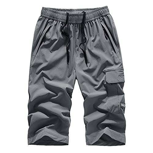 uxxnjfg Kurze Sporthose Herren Baumwolle Kurze Shorts Stretch Sommer Freizeit Günstig Kleider Fitness Modern Strand Sportbekleidung Kleidung Clothes Outfits Grau 7XL von uxxnjfg