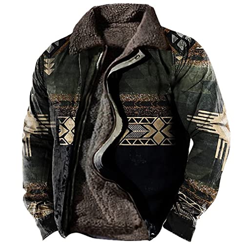 uxxnjfg Mantel Herren Winter Übergangsjacke Warme Fleecejacke Zipper Arbeitsjacke Business Vintage Modern Herbst Jacke Arbeits Langarm Wintermantel Männer Jacket Armeegrün L von uxxnjfg