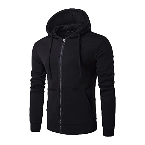 uxxnjfg Pullover Herren Winter Oversize Kapuzenjacke Zipper Hoodie Mit Kapuze Männer Geschenke Regular Fitness Gym Sweatjacke Herbst Outdoor Activewear Für Herren Schwarz S von uxxnjfg