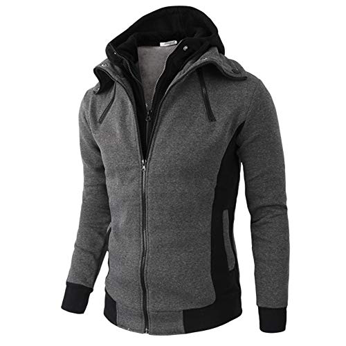 uxxnjfg Winterjacke Herren Übergangsjacke Warme Kapuzenjacke Zipper Arbeitsjacke Business Arbeits Übergrößen Outdoor Jacken Modern Langarm Wintermantel Männer Jacket Dunkelgrau 3XL von uxxnjfg