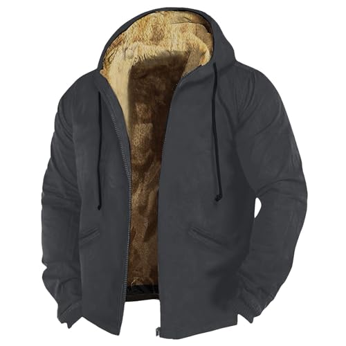 uxxnjfg Wintermantel Herren Jacke Fleecejacke Winter Wärme Kapuzenjacke Geschenke Für Männer Thermo Oversized Mantel Outdoor Reiten Taktische Herbst Jacken Für Herren Mens Jacket Schwarz XXL von uxxnjfg