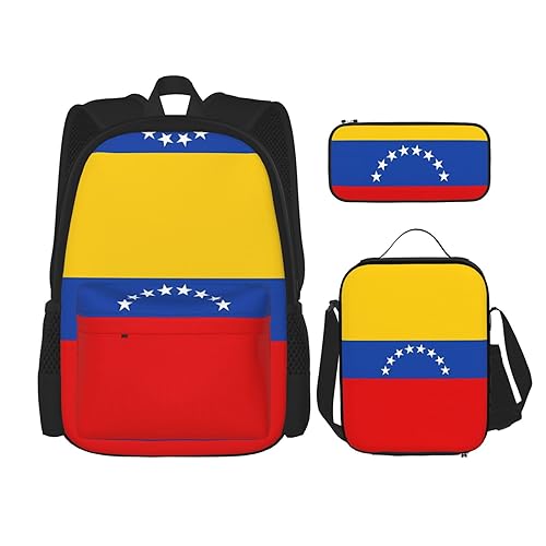 Schulranzen-Kombination - Modisches und leichtes Schulranzen-Set für Mädchen Schulranzen-Sets Flagge von Venezuela, Flagge Venezuela, Einheitsgröße von vacsAX