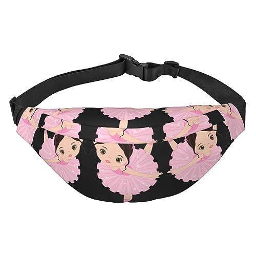 Wasserdichte Gürteltasche für Herren aus Polyester, leicht und langlebig, ideal für Damen und Herren, cremefarben, Shabby-Rosen-Blume, Little Ballerina, tanzendes Mädchen, Einheitsgröße von vacsAX