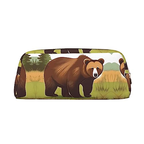 vacsAX Brauner Bär Walking Bleistift Fall Bleistift Tasche Münzbeutel Kosmetiktasche Büro Schreibwaren Organizer Tragbare Bleistift Tasche von vacsAX