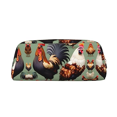 vacsAX Federmäppchen mit Hahn und Huhn, Federmäppchen, Münzbeutel, Kosmetiktasche, Bürobedarf, Organizer, tragbare Bleistifttasche von vacsAX