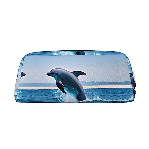 vacsAX Jumping up dolphins Pencil Case Pencil Pouch Coin Pouch Cosmetic Bag Office Stationery Organizer Portable Pencil Bag von vacsAX