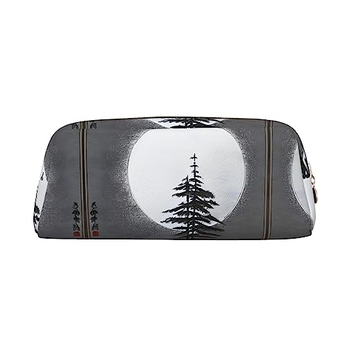 vacsAX Moon Pine Tree Pencil Case Pencil Pouch Coin Pouch Cosmetic Bag Office Stationery Organizer Portable Pencil Bag von vacsAX