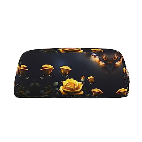 vacsAX Schöne gelbe Rosen Bleistift Fall Bleistift Beutel Münze Beutel Kosmetiktasche Büro Schreibwaren Organizer Tragbare Bleistift Tasche von vacsAX