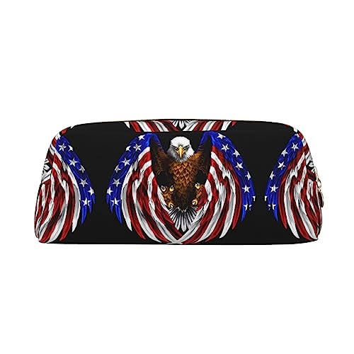 vacsAX USA Flagge Patriotischer Adler Bleistift Fall Bleistift Tasche Münzbeutel Kosmetiktasche Büro Schreibwaren Organizer Tragbare Bleistift Tasche von vacsAX