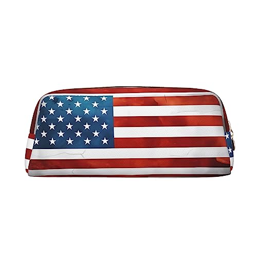 vacsAX Vintage Amerikanische Flagge Bleistift Fall Bleistift Tasche Münzbeutel Kosmetiktasche Büro Schreibwaren Organizer Tragbare Bleistift Tasche von vacsAX