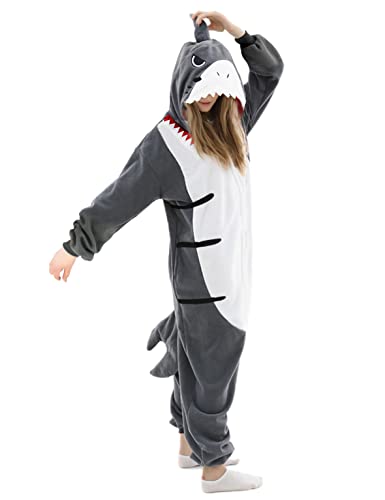 Erwachsene Hai Pyjama Erwachsene Cosplay Kostüm Hai Einteiler Tier Pyjama Homewear Nachtwäsche Für Frauen Männer, Neu-Hai-Kostüm, XL von vavalad