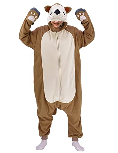 vavalad Erwachsene Sea Otter Onesie Pyjama Plüsch Halloween Weihnachten Tier Homewear Nachtwäsche Overall Kostüm Damen Herren, Einteiler, Motiv: Seeotter, XL von vavalad
