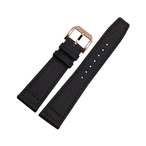 YingYou 20 Mm Uhrenarmbänder Kompatibel Mit IWC Pilot Portugieser Portofino Nylon Canvas Uhrenarmbänder Grün Blau Grau Schwarz Uhrenarmbänder Riemen Armbänder ( Color : Black-Rose Gold , Size : 20mm ) von vazzic