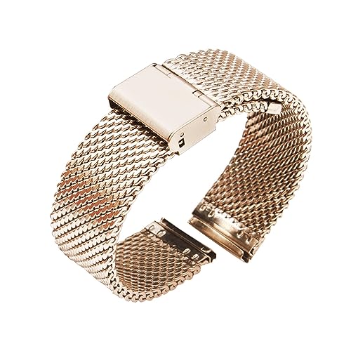 vazzic YingYou 18mm 20mm 22mm 24mm Uhrenarmband Schnellverschluss Uhrenarmband Mesh Edelstahlarmband Handgelenk Gürtel Armband Schwarz (Color : Rose red gold, Size : 18mm) von vazzic